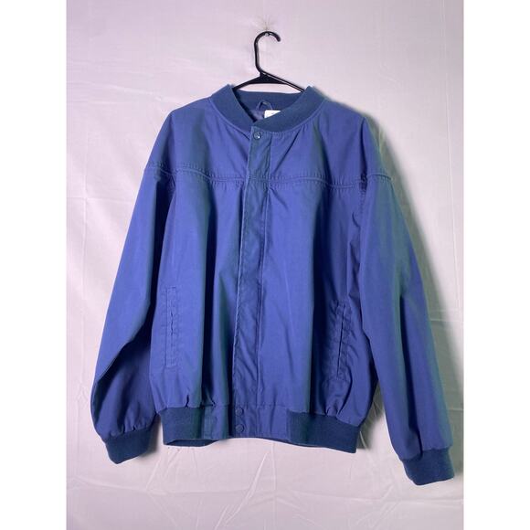 Light Blue Button Snap Windbreaker Coaches Jacket Long Sleeve Men's Size Large - Picture 1 of 2